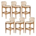 Ver imagem 1 de Kit 6 Banquetas para Área Gourmet 50 x 104 Cm Decor Madeira Maciça Imbuia Linho Bege M58 - RMI