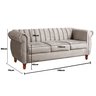 Sofá Chesterfield Realeza 3 Lugares Decoração Retrô - Suede Bege Claro - 4