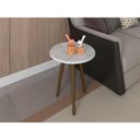 Ver imagem 1 de Mesa Lateral Brilhante Carrara Pintura Efeito Mármore