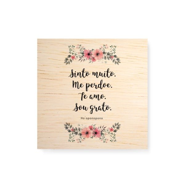 Quadro Decorativo em Madeira Ho´oponopono Fundo Branco - 30x30cm - Arte Maníacos - 1