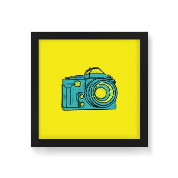 Quadro Decorativo Fotografia Amarelo - 50x50cm (Moldura em laca preta) - Arte Maníacos - 1