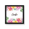 Quadro Decorativo Floral Confio - 30x30cm (Moldura em laca preta) - Arte Maníacos - 1