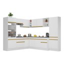 Ver imagem 1 de Armário de Cozinha Completa de Canto com Rodapé Veneza Multimóveis V2082 Branco/Dourado