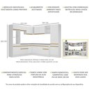 Ver imagem 4 de Armário de Cozinha Completa de Canto com Rodapé Veneza Multimóveis V2082 Branco/Dourado