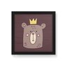 Quadro Decorativo em Madeira Urso Rei - 30x30cm (Moldura caixa em laca preta) - Arte Maníacos - 1