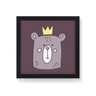 Quadro Decorativo em Tela Canvas Urso Rei - 30x30cm (Moldura caixa em laca preta) - Arte Maníacos - 1