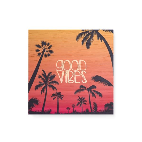 Quadro Decorativo em Madeira Coqueiros Good Vibes - 30x30cm - Arte Maníacos - 1