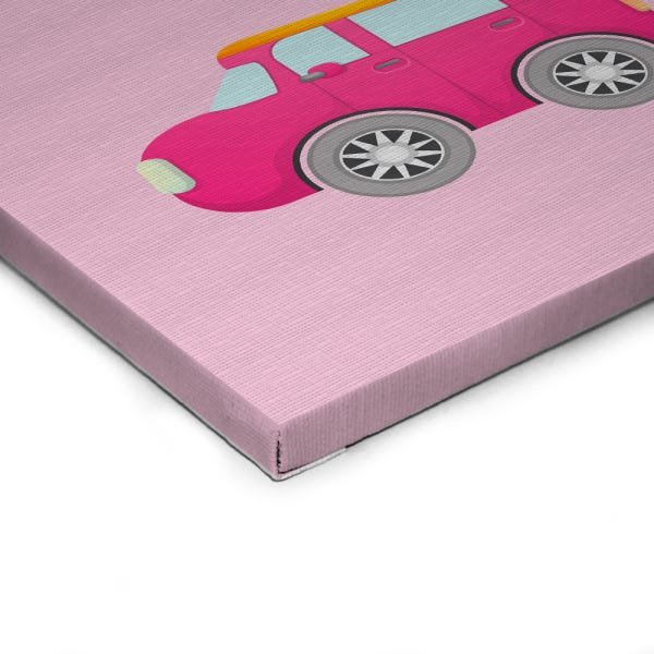 Quadro Decorativo em Tela Canvas Carrinho Rosa - 30x30cm - Arte Maníacos - 2
