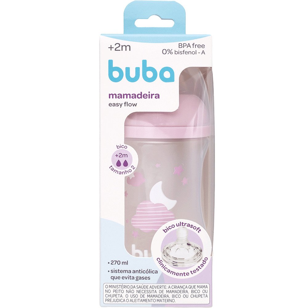 Mamadeira Easy Flow Nuvem Rosa 330ml Buba - 2