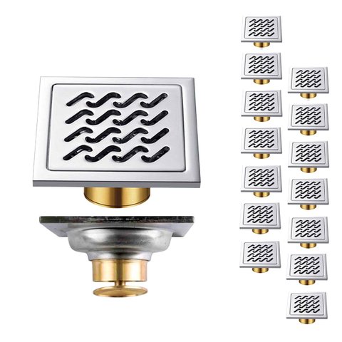 Ralo Inox Banheiro 10x10 Lavabo Anti Odor Kit 14 Uni Anti Inseto Cozinha Lavanderia Box Quintal Segu