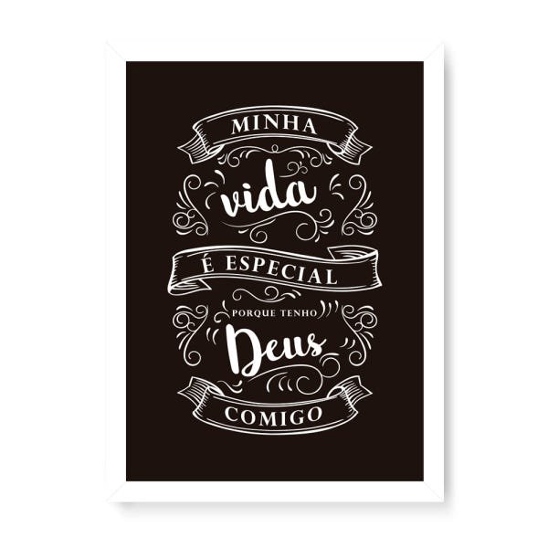 Quadro Decorativo Minha Vida É Especial - 23x16,25cm (Moldura em laca branca) - Arte Maníacos - 1