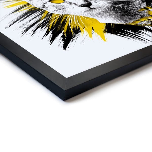 Quadro Decorativo Gato Colagem Fundo Branco - 50x50cm (Moldura em laca preta) - Arte Maníacos - 2