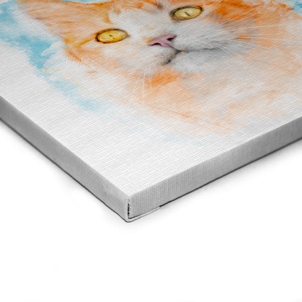 Quadro Decorativo em Tela Canvas Gato Aquarela - 30x30cm - Arte Maníacos - 2
