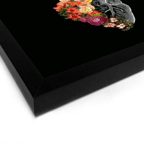 Quadro Decorativo Coração Floral - 46x32,5cm (Moldura caixa em laca preta) - Arte Maníacos - 2
