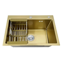 Ver imagem 4 de Kit Cuba Pia Aço Inox Quadrada Cozinha e Torneira Flexivel Cor Dourada Brinovar