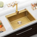 Ver imagem 5 de Kit Cuba Pia Aço Inox Quadrada Cozinha e Torneira Flexivel Cor Dourada Brinovar