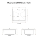 Ver imagem 6 de Kit Cuba Pia Aço Inox Quadrada Cozinha e Torneira Flexivel Cor Dourada Brinovar