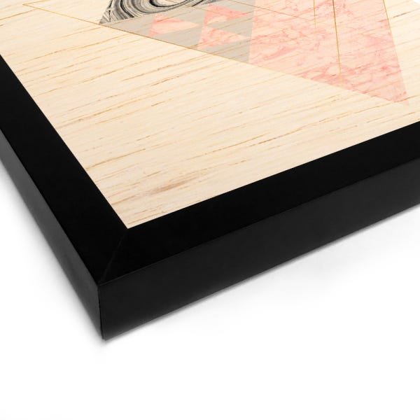 Quadro Decorativo em Madeira Geométrico Triângulos Diamante - 46x32,5cm (Moldura caixa em laca preta - 2