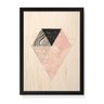 Quadro Decorativo em Madeira Geométrico Triângulos Diamante - 46x32,5cm (Moldura caixa em laca preta - 1