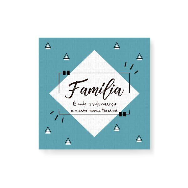 Quadro Decorativo em Tela Canvas Família é Onda a Vida Começa - 20x20cm - Arte Maníacos - 1