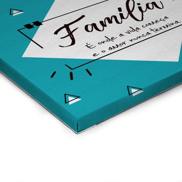 Quadro Decorativo em Tela Canvas Família é Onda a Vida Começa - 20x20cm - Arte Maníacos - 2