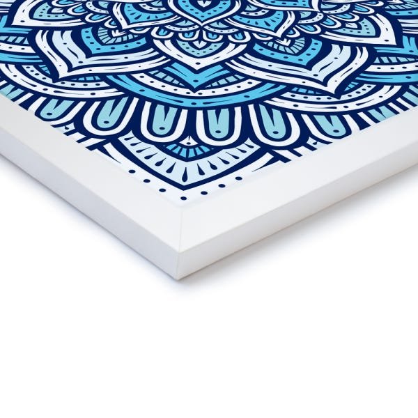 Quadro Decorativo Mandala Azul - 46x32,5cm (Moldura em laca branca) - Arte Maníacos - 2