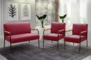 Ver imagem 2 de Kit Namoradeira + 2 Poltronas Jade Braços Metal Decoração Recepção Sala - Suede Bordô