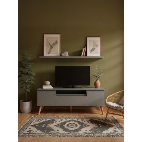Rack para TV com Prateleira 150cm Retro MDF Verde Dallas - On Móveis