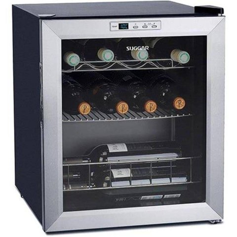 Adega Lyon até 13 Garrafas Preta e Inox Suggar 110V AD1511IX