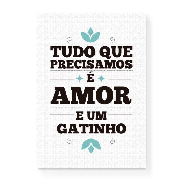 Quadro Decorativo em Tela Canvas Amor e Gatinho - 32,5x23cm - Arte Maníacos - 1