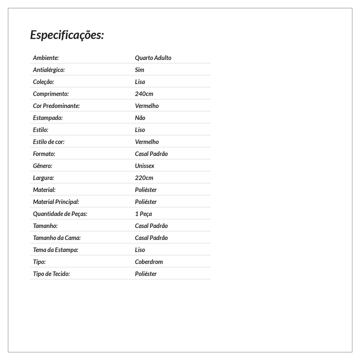 Coberdrom Vermelho Dupla Face Casal Padrão Sherpa / Soft 2,40m x 2,20m