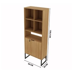 Armário para Escritório 60cm 2 Portas com Chave 5 Nichos Me4155 Tecno Mobili - Amêndoa/preto - 4