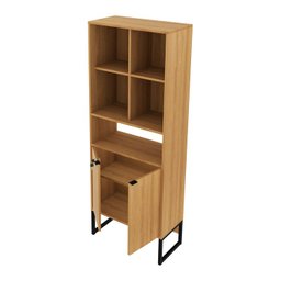 Armário para Escritório 60cm 2 Portas com Chave 5 Nichos Me4155 Tecno Mobili - Amêndoa/preto - 3