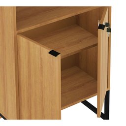 Armário para Escritório 60cm 2 Portas com Chave 5 Nichos Me4155 Tecno Mobili - Amêndoa/preto - 7