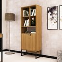 Ver mais imagens de Armário para Escritório 60cm 2 Portas com Chave 5 Nichos Me4155 Tecno Mobili - Amêndoa/preto