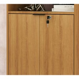 Armário para Escritório 60cm 2 Portas com Chave 5 Nichos Me4155 Tecno Mobili - Amêndoa/preto - 6