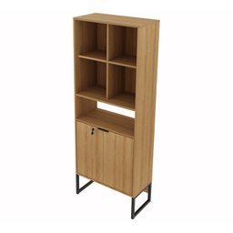 Armário para Escritório 60cm 2 Portas com Chave 5 Nichos Me4155 Tecno Mobili - Amêndoa/preto - 2