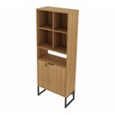 Ver imagem 2 de Armário para Escritório 60cm 2 Portas com Chave 5 Nichos Me4155 Tecno Mobili - Amêndoa/preto