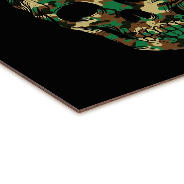 Quadro decorativo com moldura caixa branca em Placa - Caveira Militar Central - 30x30cm - Arte Manía - 2