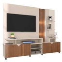 Ver imagem 1 de Estante Home Para TV 55 Polegadas Cross 2.1 Com LED Lukaliam Off White/Tauari Ripado