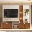 Ver imagem 2 de Estante Home Para TV 55 Polegadas Cross 2.1 Com LED Lukaliam Off White/Tauari Ripado