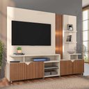Ver imagem 3 de Estante Home Para TV 55 Polegadas Cross 2.1 Com LED Lukaliam Off White/Tauari Ripado
