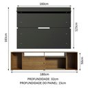 Ver imagem 4 de Rack Madesa Cancun e Painel para Tv até 65 Polegadas - Rustic/preto