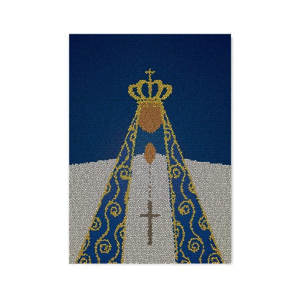 Quadro Decorativo tipo Placa Nossa Senhora Aparecida Mosaico - 65x46cm - Arte Maníacos - 1