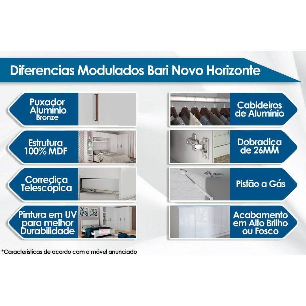 Quarto Casal Modulado Gold Bari 4 Peças (1 Closet + 3 Guarda Roupa 2 Portas) QM119 Canela - Novo - 2
