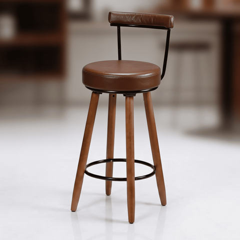 Banqueta Alta 80cm Giratória Viena c/ Encosto 4 Pés Ilha Gourmet Balcão Bancada Corino Café