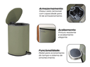 Ver imagem 3 de Lixeira Metal Linius Serenity 5L Cor Verde Sage e Pedal com Amortecimento