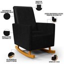 Ver imagem 5 de Poltrona de Amamentação com Balanço e Puff Ravena W01 Couríssimo Preto - Lyam Decor