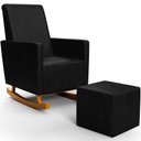Ver imagem 4 de Poltrona de Amamentação com Balanço e Puff Ravena W01 Couríssimo Preto - Lyam Decor