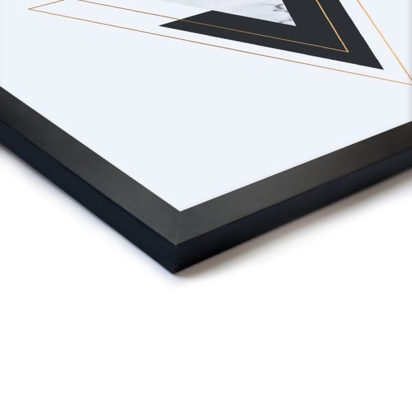 Quadro Decorativo Triangulos Para Baixo Verde - 50x50cm (Moldura em laca preta) - Arte Maníacos - 2